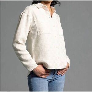 Weekend Los Angeles Adoria Cream Button Down Shirt Tencel Lyocell Blouse Large